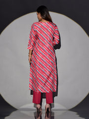 Red Leheriya Vasansi Silk Printed Kurti