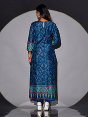 Blue Bandhani Vasansi Silk Printed Kurti