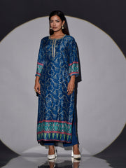 Blue Bandhani Vasansi Silk Printed Kurti