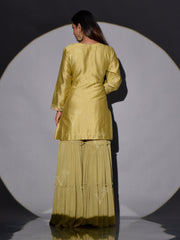 Olive Green Kurta and Sharara Set