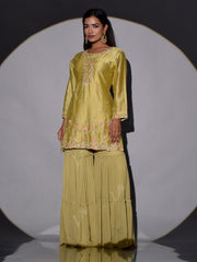 Olive Green Kurta and Sharara Set