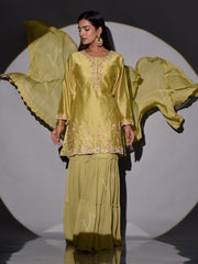 Olive Green Kurta and Sharara Set