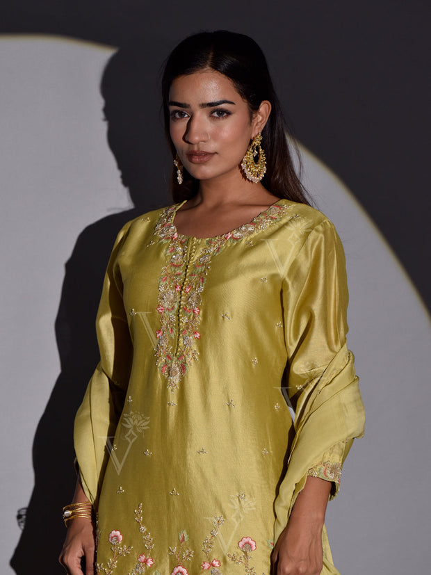 Olive Green Kurta and Sharara Set