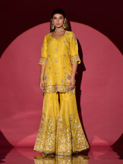 Yellow Organza Gota Patti Kurta and Sharara Set