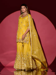 Yellow Organza Gota Patti Kurta and Sharara Set