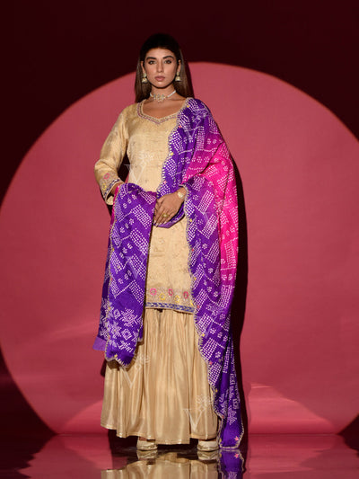 Beige Kurta and Sharara Set