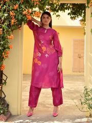 Fuchsia Pink Vasansi Silk Printed Co-ord Set