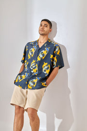 Salmon Blue Oversize Hawaiian Collar Shirt