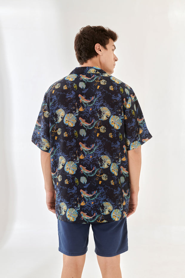 Seawhale Flame Blue Over Size Shirt