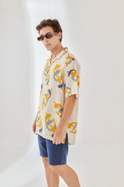 Salmon White Oversize Hawaiian Collar Shirt