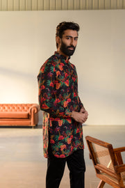 Leopard Midnight Leaflet - Black - Ganganagry Kurta For Men