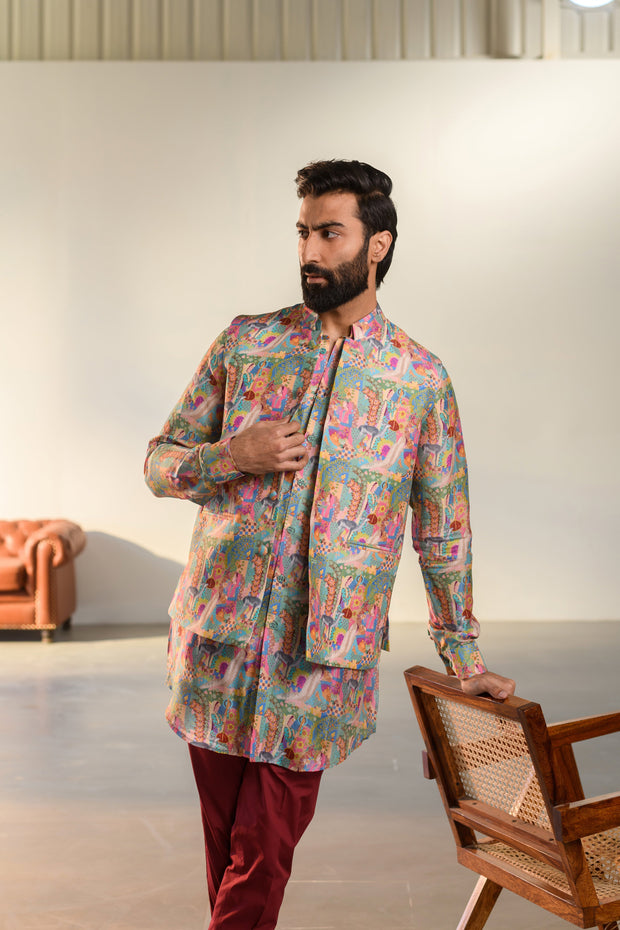 Versace Home - Russian Silk- Kurta Bandi Set For Men