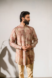 Retro Brown - Russian Silk - Full Button Kurta For Men