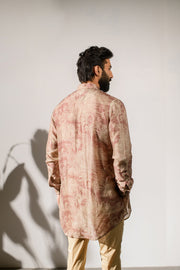 Retro Brown - Russian Silk - Full Button Kurta For Men