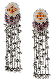 Silver Kilim Ghungroo Danglers