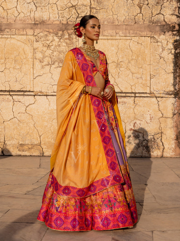 Multi Color Vasansi Silk Printed lehenga Set