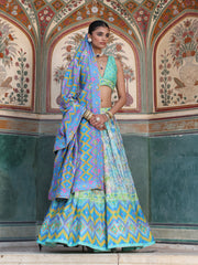 Blue Vasansi Silk Printed Lehenga Set