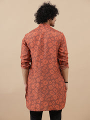 Lema Red - Fine Silk - Long Kurta For Men