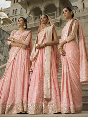 Pink Georgette Saree