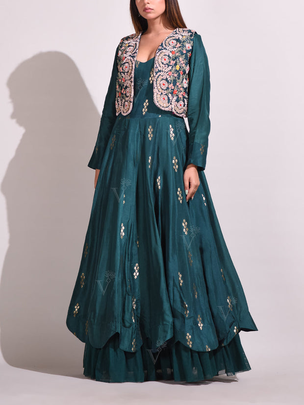 Dark Green Silk Gown