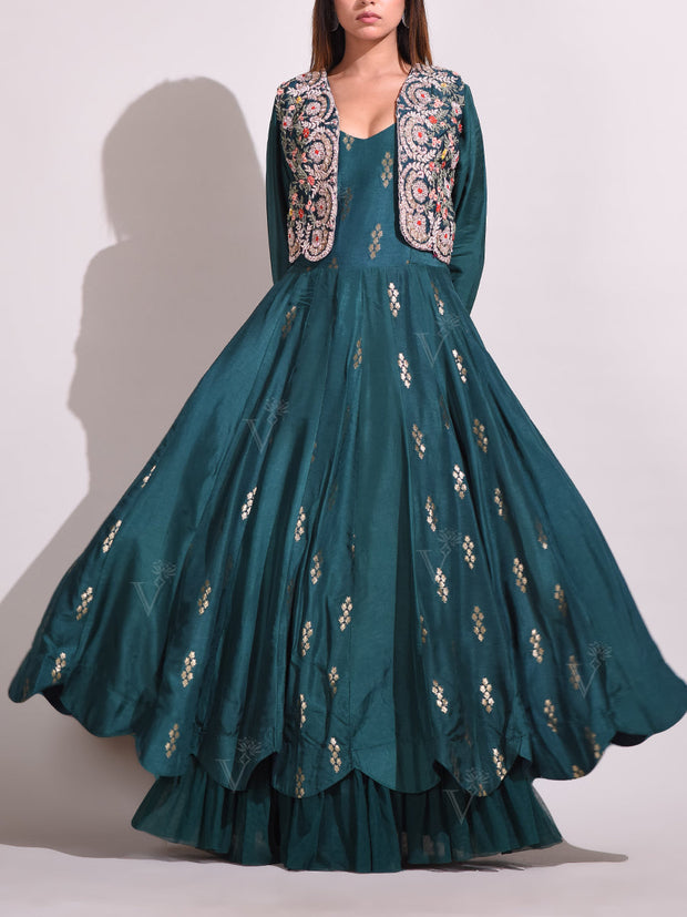 Dark Green Silk Gown