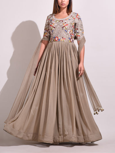 Grey Georgette Gown