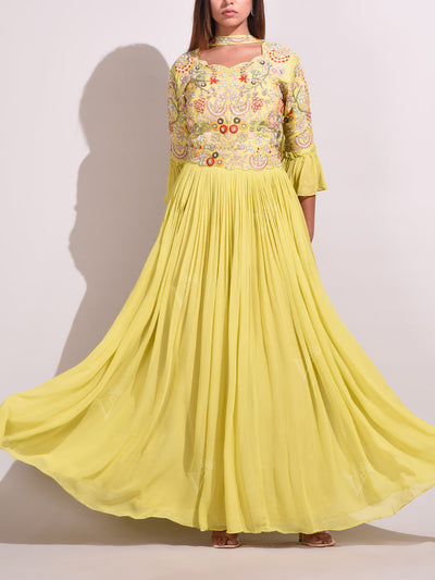 Yellow Georgette Gown