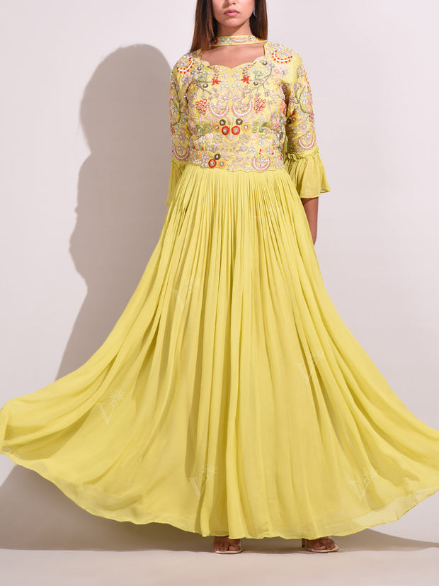 Yellow Georgette Gown