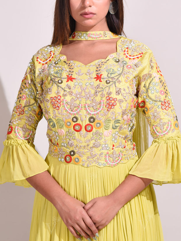 Yellow Georgette Gown