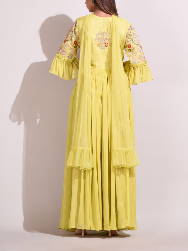 Yellow Georgette Gown