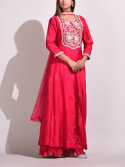 Reddish Pink Silk Gown