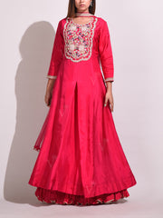 Reddish Pink Silk Gown