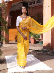 Yellow Leheriya Saree