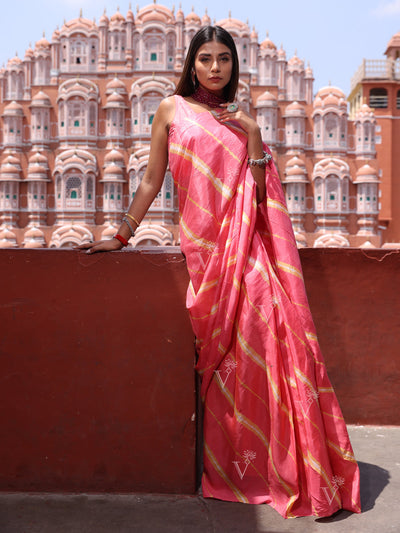 Peach Silk Leheriya Saree