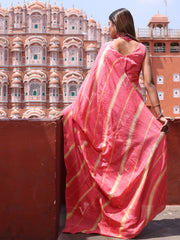 Peach Silk Leheriya Saree