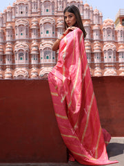 Peach Silk Leheriya Saree