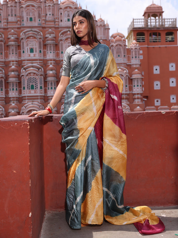 Multi Color Silk Leheriya Saree