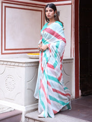 Multi Color Chinnon Leheriya Saree