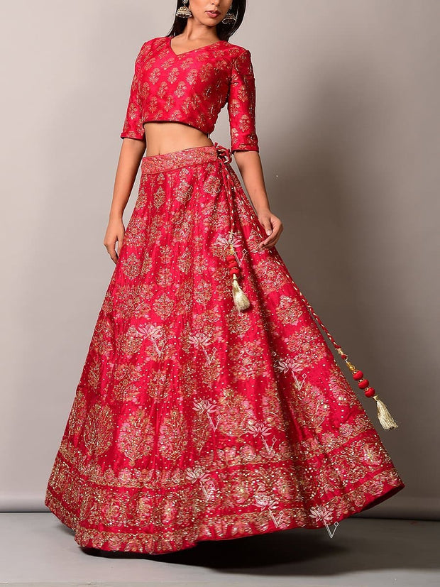 Pink Pearl Brush Lehenga Set