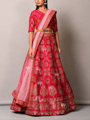 Pink Pearl Brush Lehenga Set