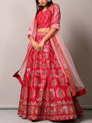 Pink Pearl Brush Lehenga Set