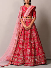 Pink Pearl Brush Lehenga Set