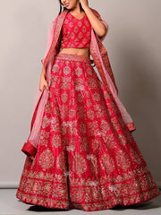 Pink Pearl Brush Lehenga Set