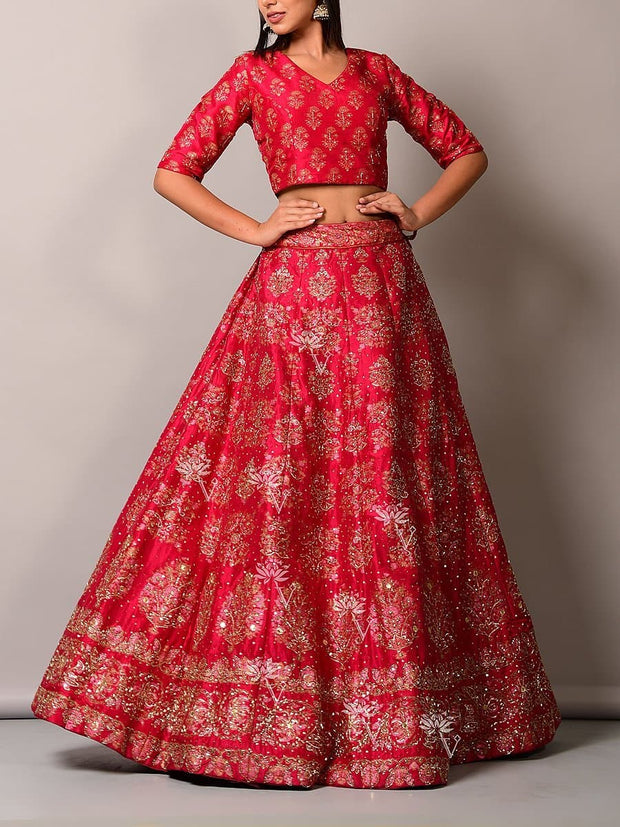 Pink Pearl Brush Lehenga Set