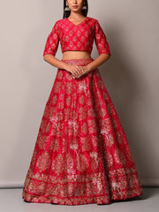 Pink Pearl Brush Lehenga Set