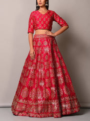 Pink Pearl Brush Lehenga Set