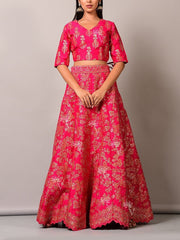 Pink Pearl Brush Lehenga Set