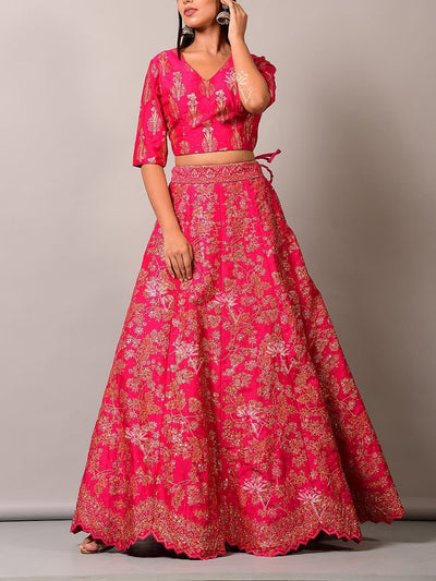 Pink Pearl Brush Lehenga Set