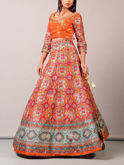 Orange Patola Lehenga Set