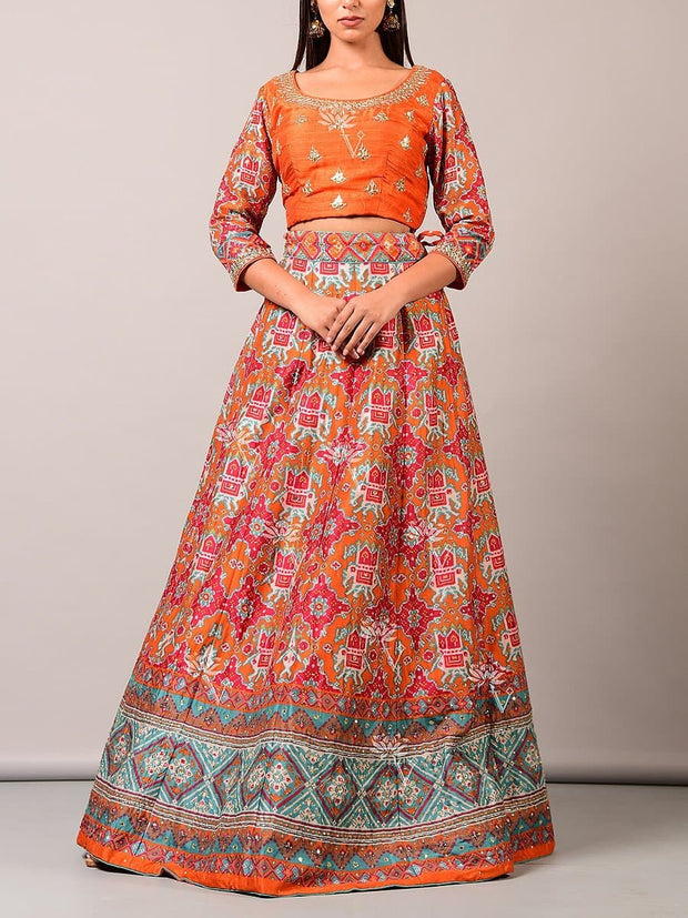 Orange Patola Lehenga Set